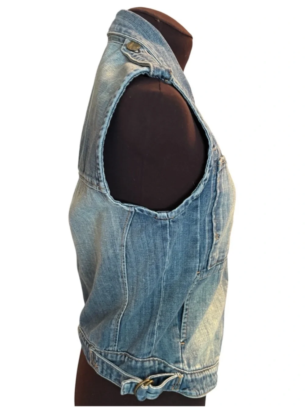 McGuire Denim Abby Rose Sleeveless Fitted Vest Distressed Denim Womens size XS - Picture 10 of 12